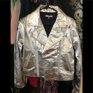Asilio leather jacket in metallic silver
